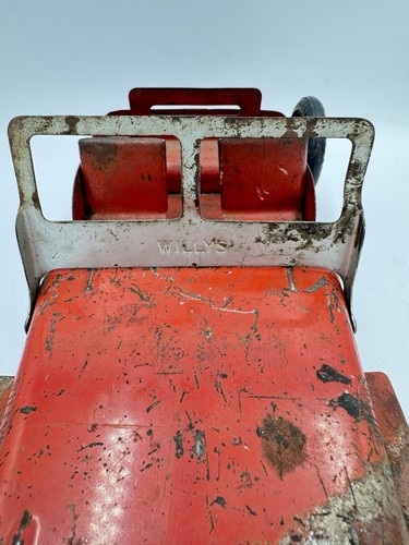 Vintage Marx Red Steel Willys Jeep With Spare Tire/Hitch Circa 1940 - Picture 6 of 9