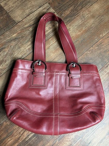 Coach MEDIUM F10911 Vintage Red Y2K Soho Leather Tote Bag