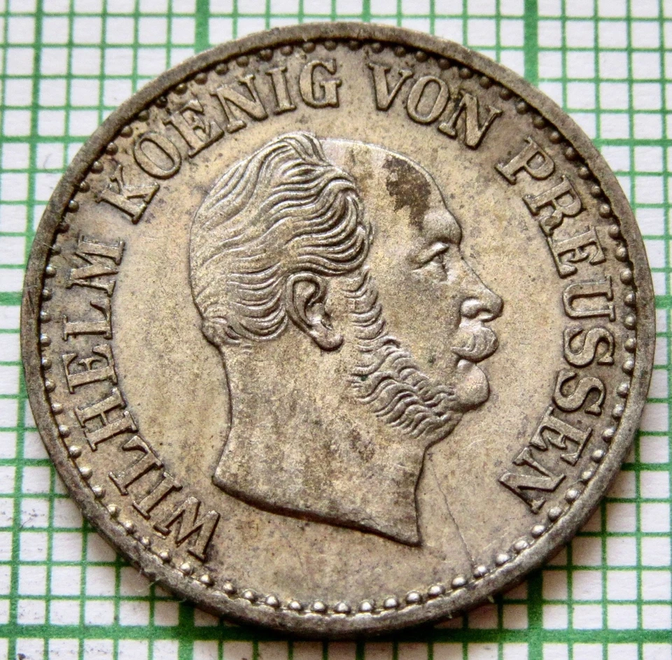 Prussia German States Wilhelm I 1867 C 1 Silbergroschen Billon UNC Patina km#485 - Image 2 of 4