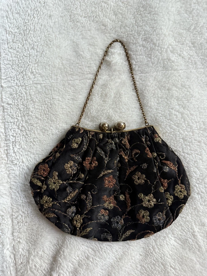 Antique Vintage Victorian Cocktail Clutch with Brass Chain Handle - Image 2 of 4