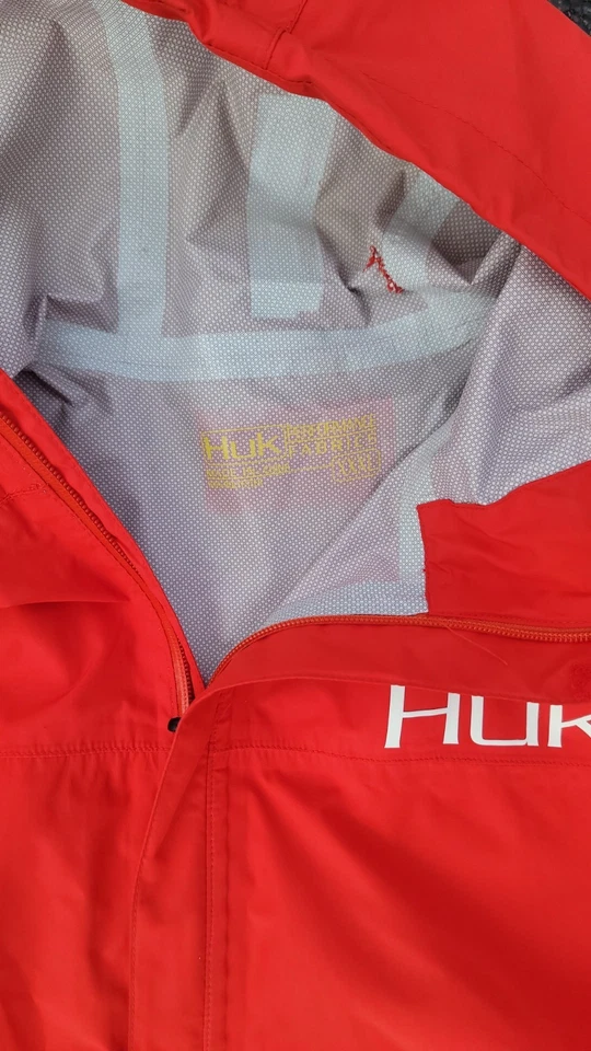 Chaqueta de lluvia Huk Fishing Storm sudadera con capucha para hombre rojo granate cremallera completa 3XL Foto 2 de 4