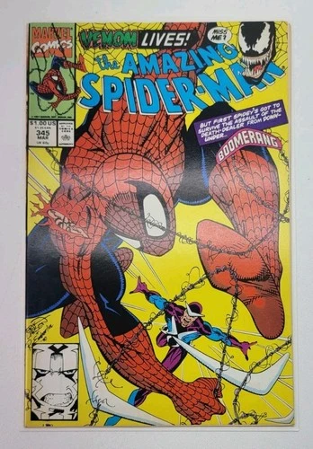 AMAZING SPIDER-MAN #345 - VENOM APPEARANCE! MARVEL COMICS, BOOMERANG, SPIDEY VF