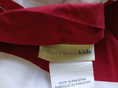 Housse De Couette Pottery Barn Enfant – Rayures Rugby Rouge/gris, 68x86, 100% Coton