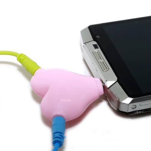 3 .5mm Headphone Splitter Heart Shaped Earphones Adapter Audio Connector - 第 3/5 張圖片