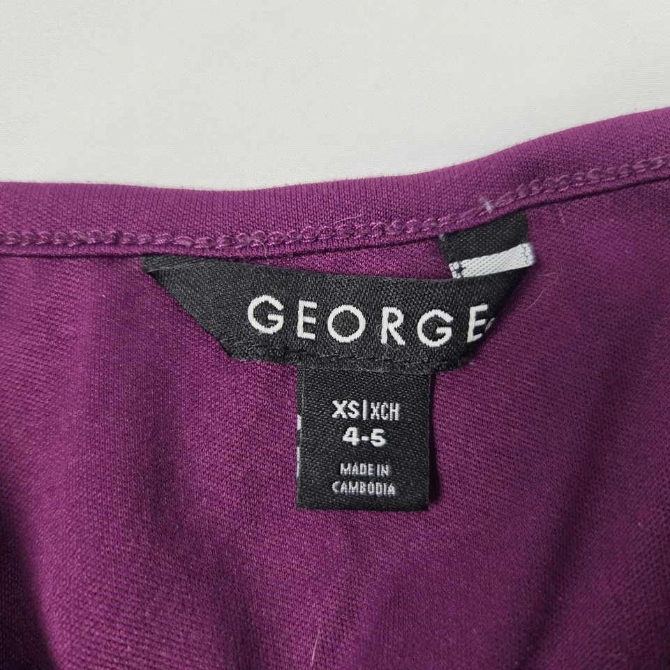 Vestido George Niñas Lentejuelas Manga Corta Capa Transparente Púrpura Talla XS Foto 2 de 4