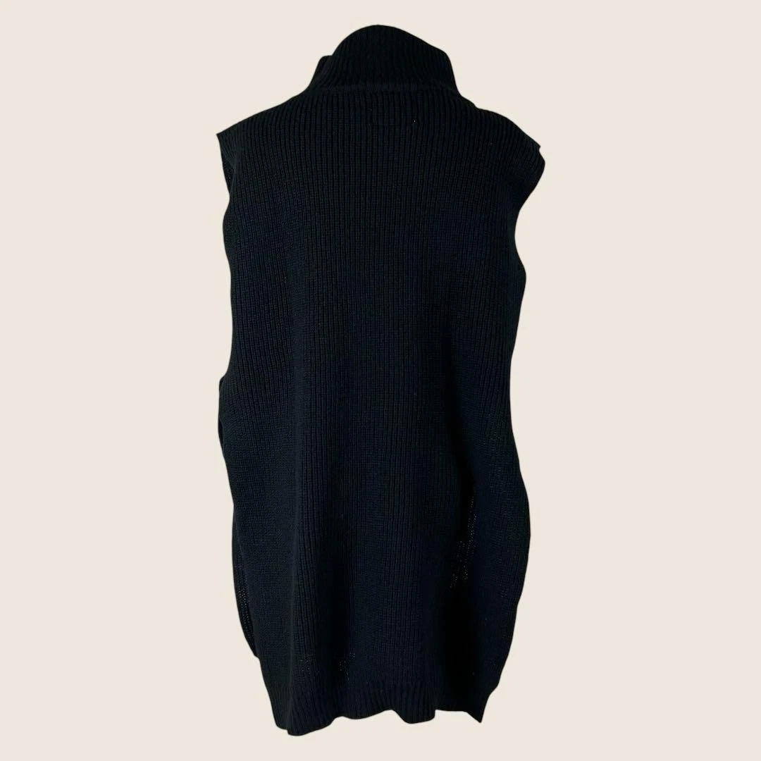 sacai 2013 gilet in maglia collo alto con corsetto vestito nero