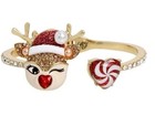 NEW Betsey Johnson Reindeer Christmas Heart Winking Pave Crystal Hinge Bracelet