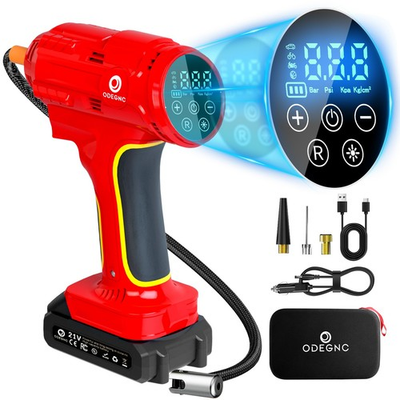 #ad 21V 2X Faster 160PSI Portable Tire InflatorDual Power Supply Red $38.03