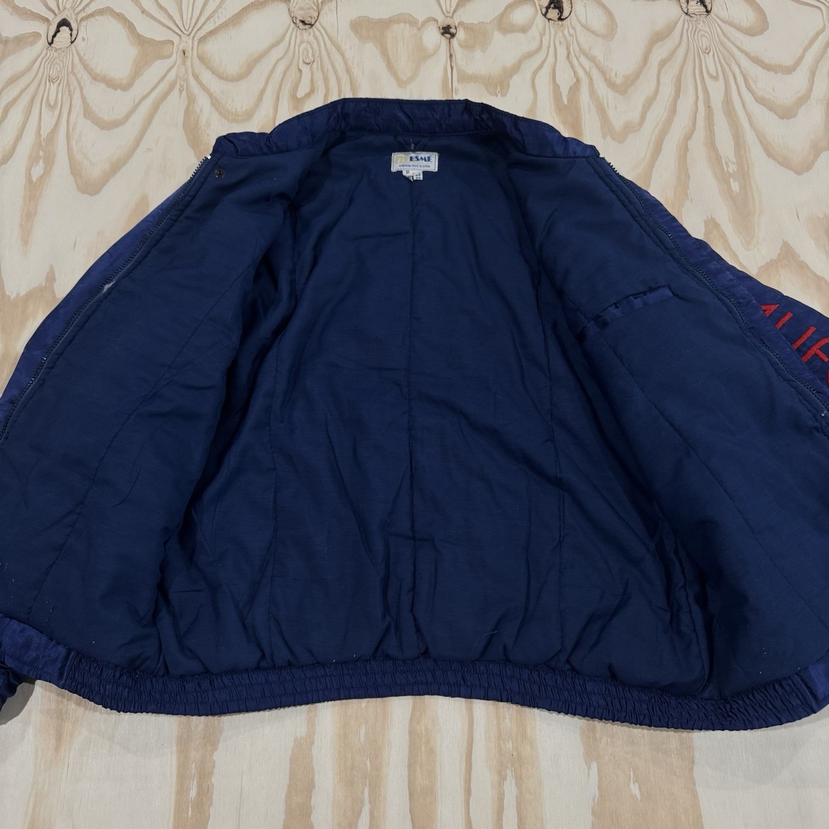 Vintage Satin Dragon Souvenir Jacket Men Size Large 1980s Blue