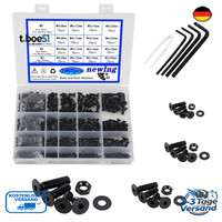 Schrauben Set M2 M3 M4 M5 1065 StüCk Kohlenstoffstahl Schwarz
