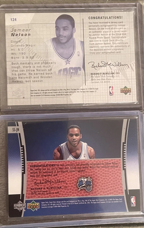 Tarjeta de baloncesto autografiada Topps Jameer Nelson 2004-05 par de recubrimientos de baloncesto Foto 2 de 2