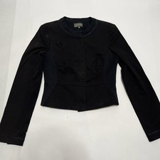 Zac Posen Womens Black Fitted Blazer Jacket Size 8 Hook & Loop Close Made In USA