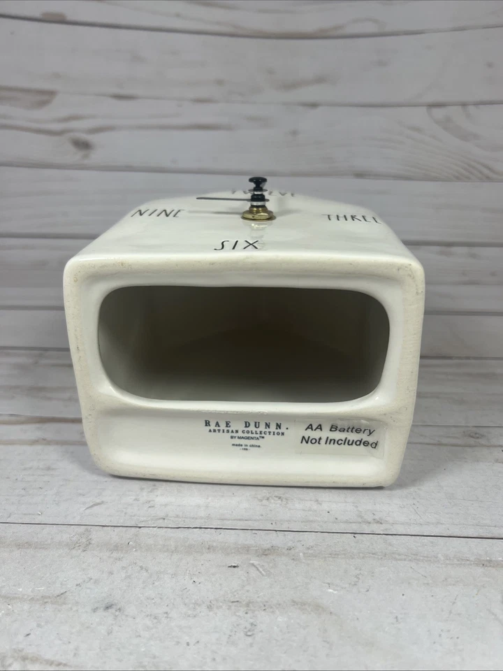 Rae Dunn Birdhouse Clock Written Numbers White Ceramic Battery Magenta - Image 4 of 4