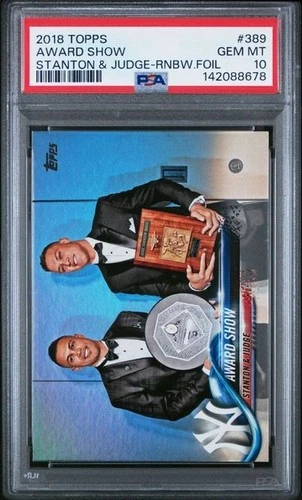 AARON JUDGE & STANTON 2018 Topps AWARD SHOW RAINBOW FOIL #389 PSA 10 GEM MT