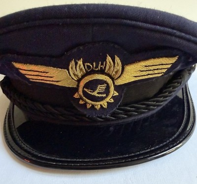 Lufthansa DLH Pilotenmütze Uniformmütze Gr. 56 Vintage Hammaburg Kranich