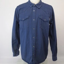 Hawx Work Gear Men's Large Long Sleeve Trucker Shirt Medium Wash Workwear