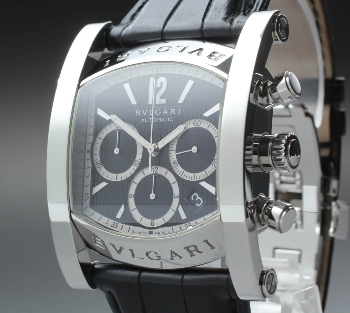 BVLGARI Assioma Watches AA48S Silver blackDial Stainless Steel Mechanical ... A gentleman main image 2