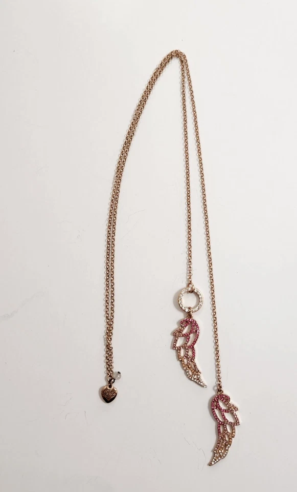 Betsey Johnson Rose Gold Tone Angel Wings Lariat Necklace - Image 2 of 4