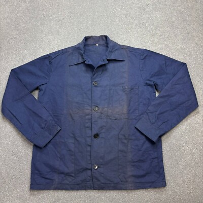 Französische Jacke Erwachsene klein blau Vintage verblasst Arbeitskleidung Ca...
