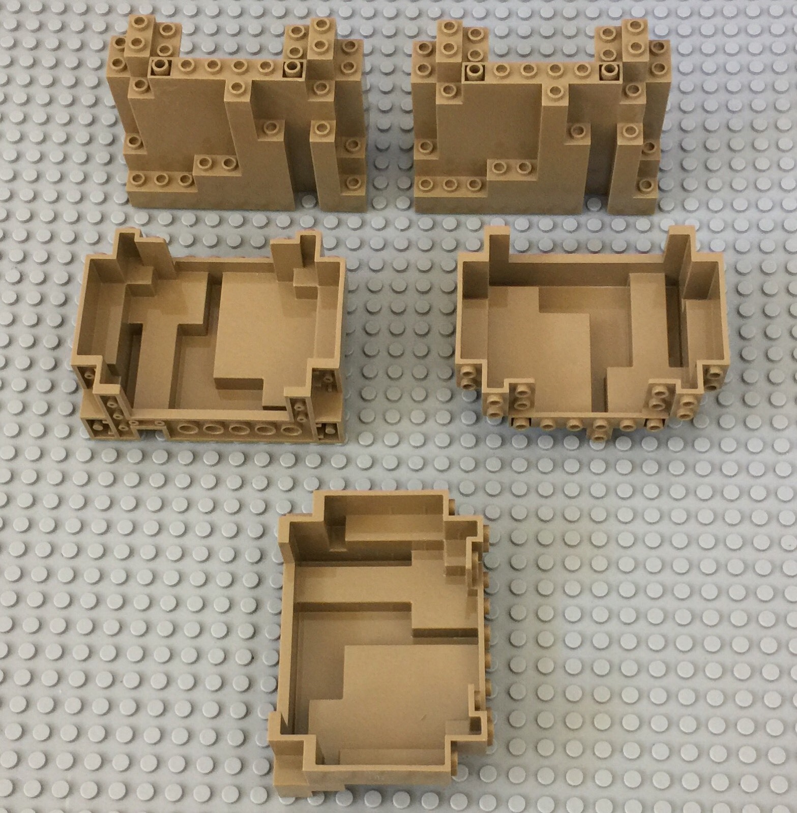 Lego 5 Pieces Dark Tan Panel 4x10x6 Rock Rectangular City Mountain part ...