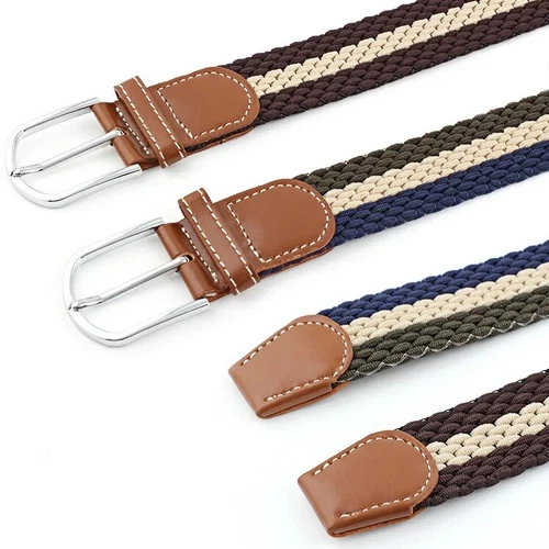 New Mens Womens Belt Unisex Braided Elastic Stretch Fabric Enduring Woven Belt - Picture 4 of 22