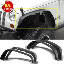4PCS Fender Flares Flat Style for 07-18 Jeep Wrangler JK 2&4 Door Black Steel