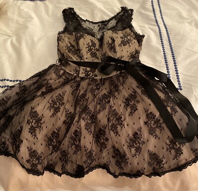 B. Darlin Dress - Black Lace Overlay with Pink Tulle Lining Junior size 1/2  | eBay