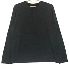 Marc Anthony Luxury Henley Men's 2XL Gray Stretch Poly Knit Long Sleeve