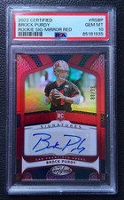 BROCK PURDY 2022 CERTIFIED ROOKIE SIGNATURES MIRROR RED AUTO /99 PSA 10