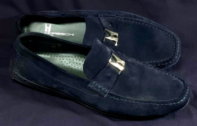 Moreschi Italy Mens Blue Scuro Suede Loafers Size US 10M, In  display picture 1