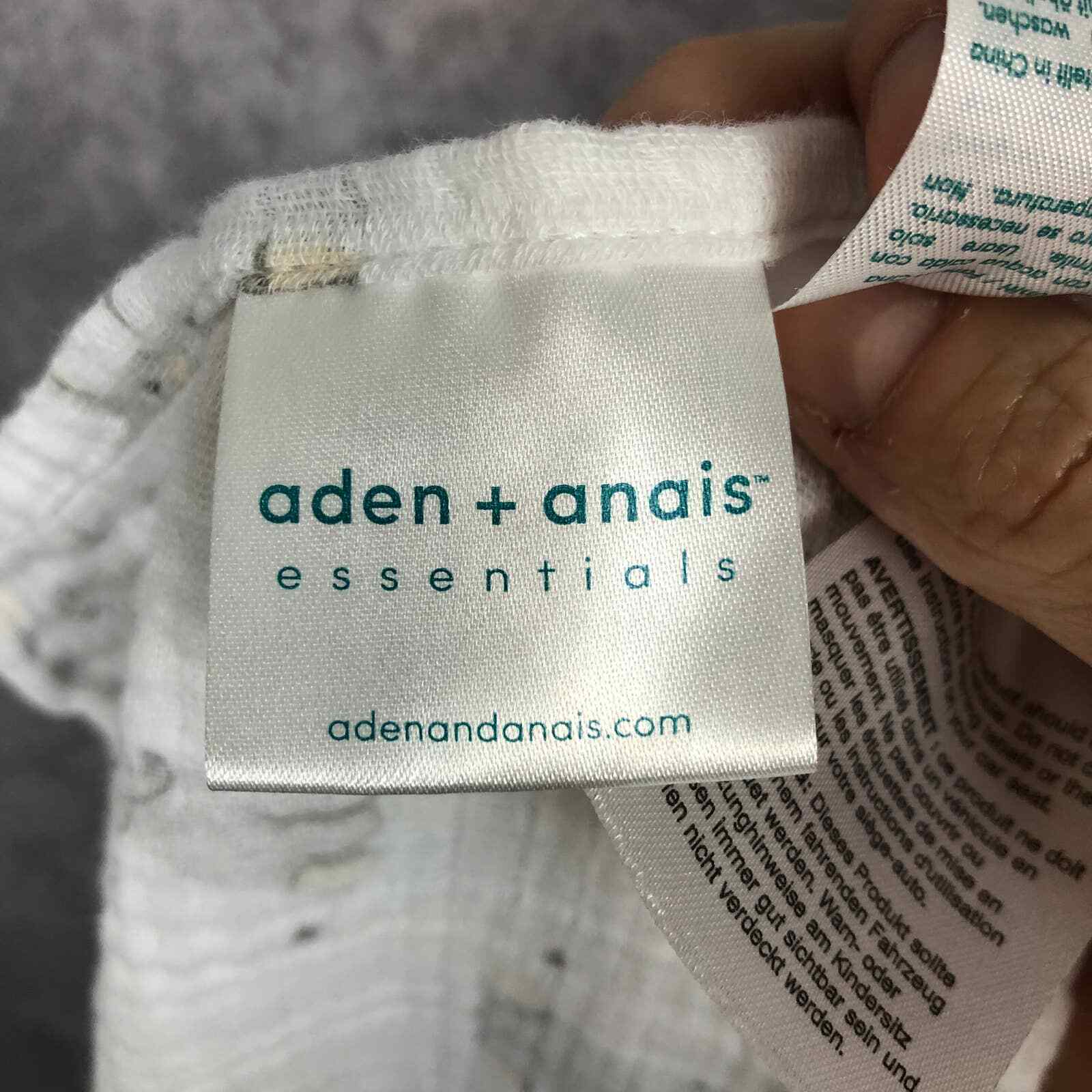 Aden + Anais Elephant Muslin Muslin Swaddle Blanket Snap Closures Grey