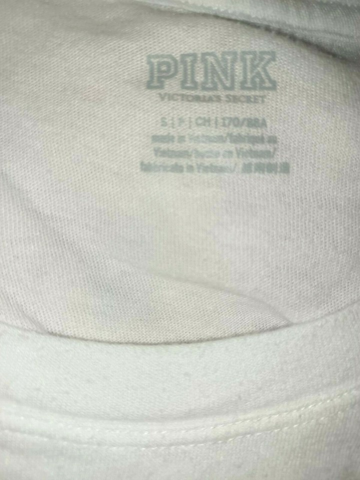 Victoria's Secret PINK T Shirt Tee floral Heart Love White sz S logo ...