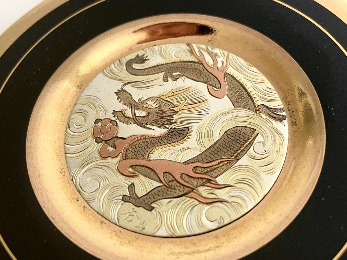 希少品【新品】【人間国宝】佐々木象堂　鬼瓦茶托 5客　黄布 木箱　年譜・パンフ付 人間国宝 佐々木象堂 鬼瓦茶托 写し 5客セット 栞、黄布、木箱付き