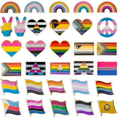 LGBTQI + Pride Regenbogen Liebe Flagge Pin Anstecker | Freundschaft Herz Metall Emaille