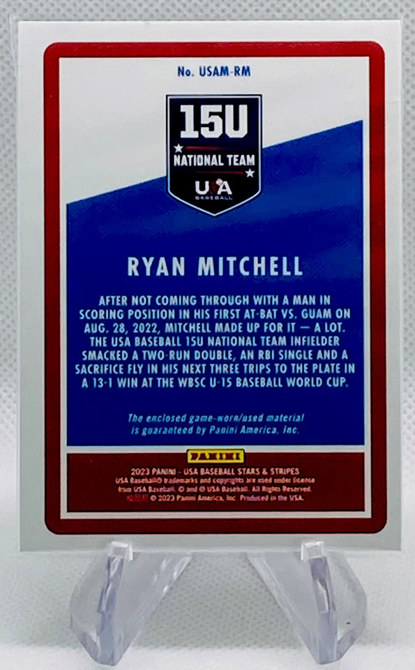 2023 USA Stars & Stripes Ryan Mitchell USA Material Insert Holo 38/50 #USAM-RM - Image 3 of 3
