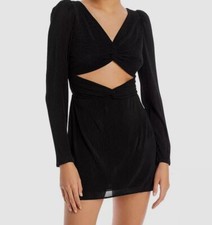 $495 Loveshackfancy Women's Black Nanita Long Sleeve Cutout Mini Dress Size 2