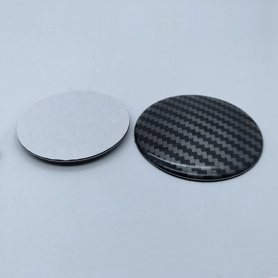4Pcs Carbon Fibre 56mm Car Wheel Center Cap Stickers Emblem Decal Accessories - Image 2 of 4