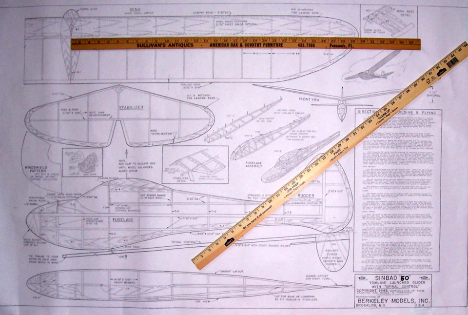 Berkeley SINBAD 60 PLAN + PARTS PATTERNS Enlarged to 60" From SINBAD 40" PLAN  - Image 4 of 4