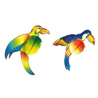 2X Tukane Deko / Bienen-Wabenball SüDsee Hawaii Karibik Dschungel Tropen Party
