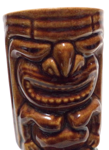 Ancienne tasse tasse Tiki Leilani orchidées d'Hawaï Japon céramique marron 5" de haut - Photo 3/20