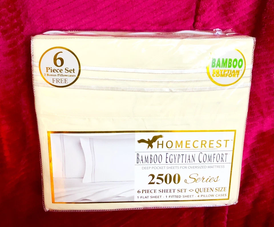 Homecrest Egyptian Comfort 2500 Series 6pc Sheet Set QUEEN,100% bamboo viscose - Image 4 of 4