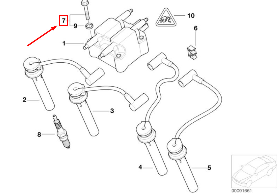 MINI CABRIO R52 Ignition Coil Collar Screw 7577567 07137577567 NEW 