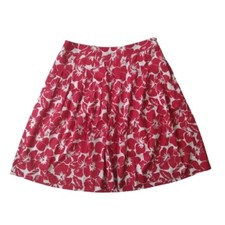 Talbots Petites Red and White Tropical Hibiscus Floral Print Above Knee Skirt
