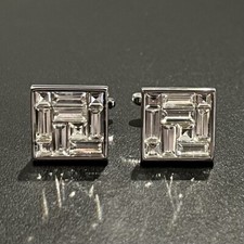 Clear Crystal Square Cufflinks Men Birthday Wedding Crystal Cufflink