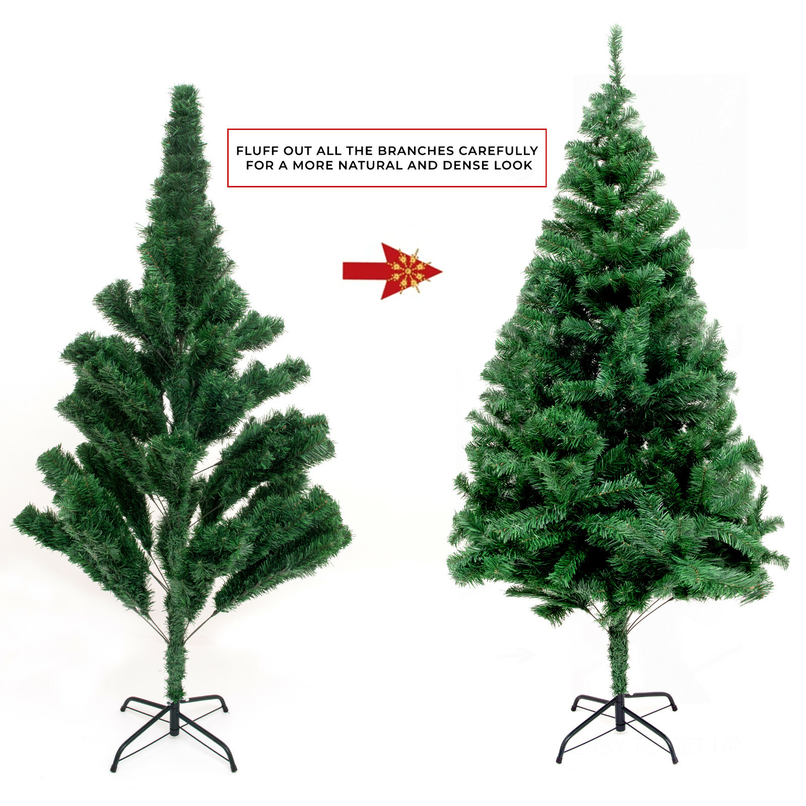 Christmas Tree Green Artificial Xmas Tree 6FT With Metal Stand Xmas