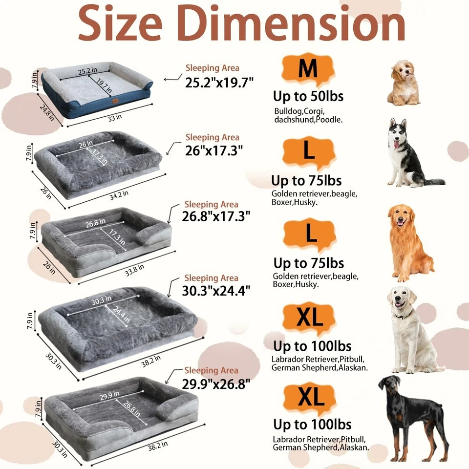 M/L/XL Dog Bed Orthopedic Foam Nesting Bed Removable Cover Warm Pet Crate Beds - Image 2 of 4