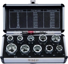 Impact Bolt & Nut Remover Set11Pcs Bolt Extractor Socket Tools Kit with Hex Dril