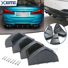 4x Difusor de parachoques inferior trasero de coche divisor labio aletas de tiburón fibra de carbono universal