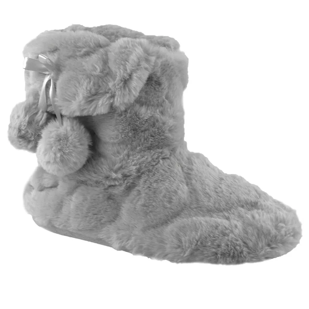 Grey fur slippers sale