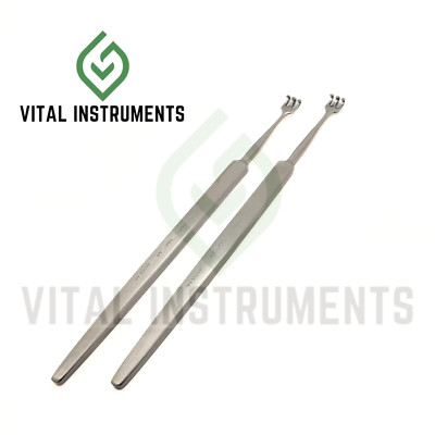 2 Knapp Rollet Retractors 5'' Blunt 3 Prongs Stainless Steel Surgical Instruments